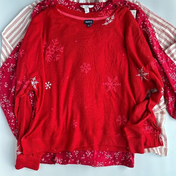 Charter Club & Gap Body Women's Size Large Set of 3 Holiday Red Long Sleeve PJ - Picture 1 of 8